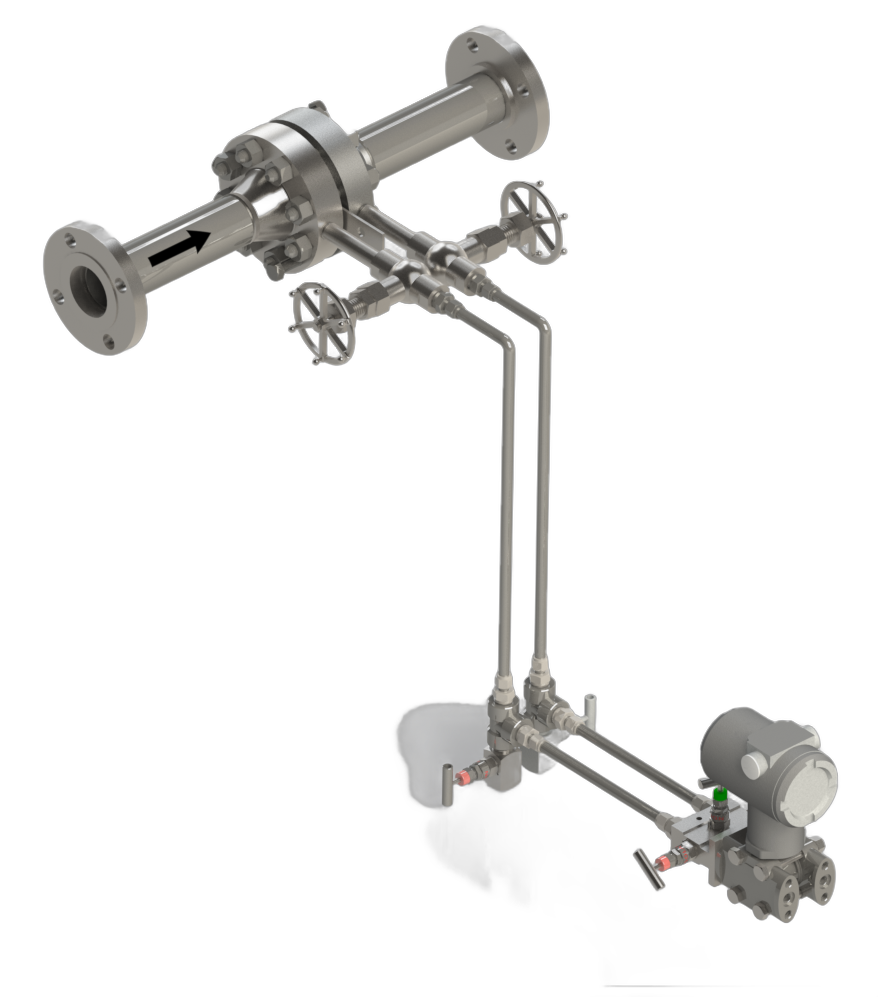 Water flow meter — orifice spool with transmitter