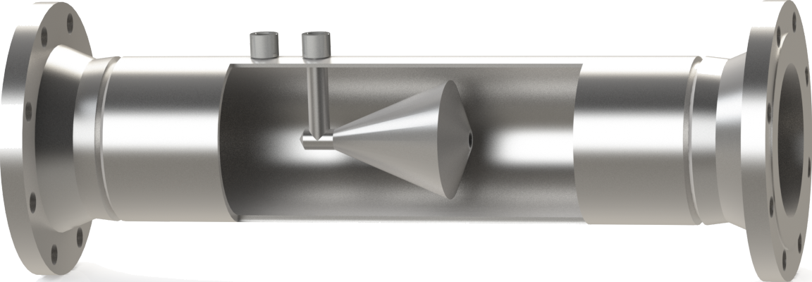 Cone meter cutaway showing suspended cone