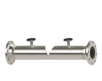 Wedge meter — front view with dual pressure taps
