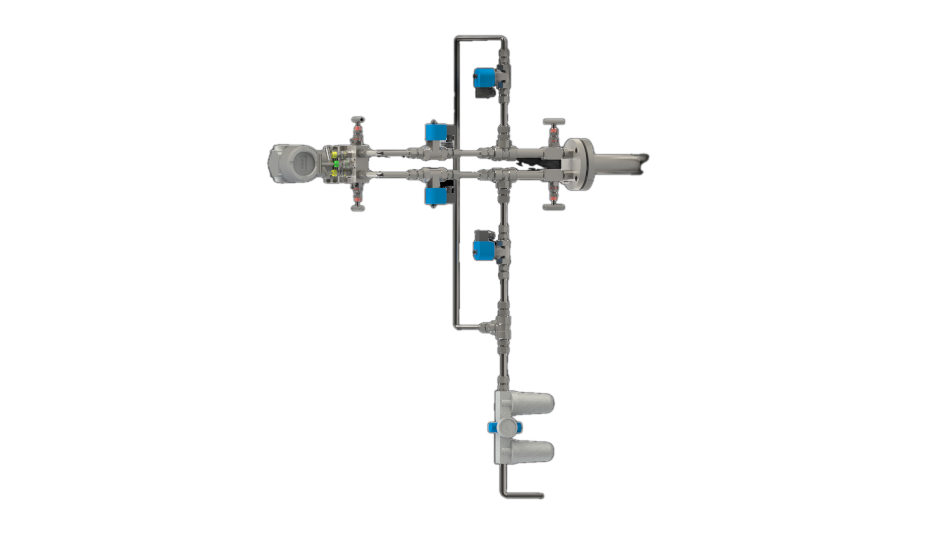 Stack flow meter — auto-purge averaging pitot tube assembly