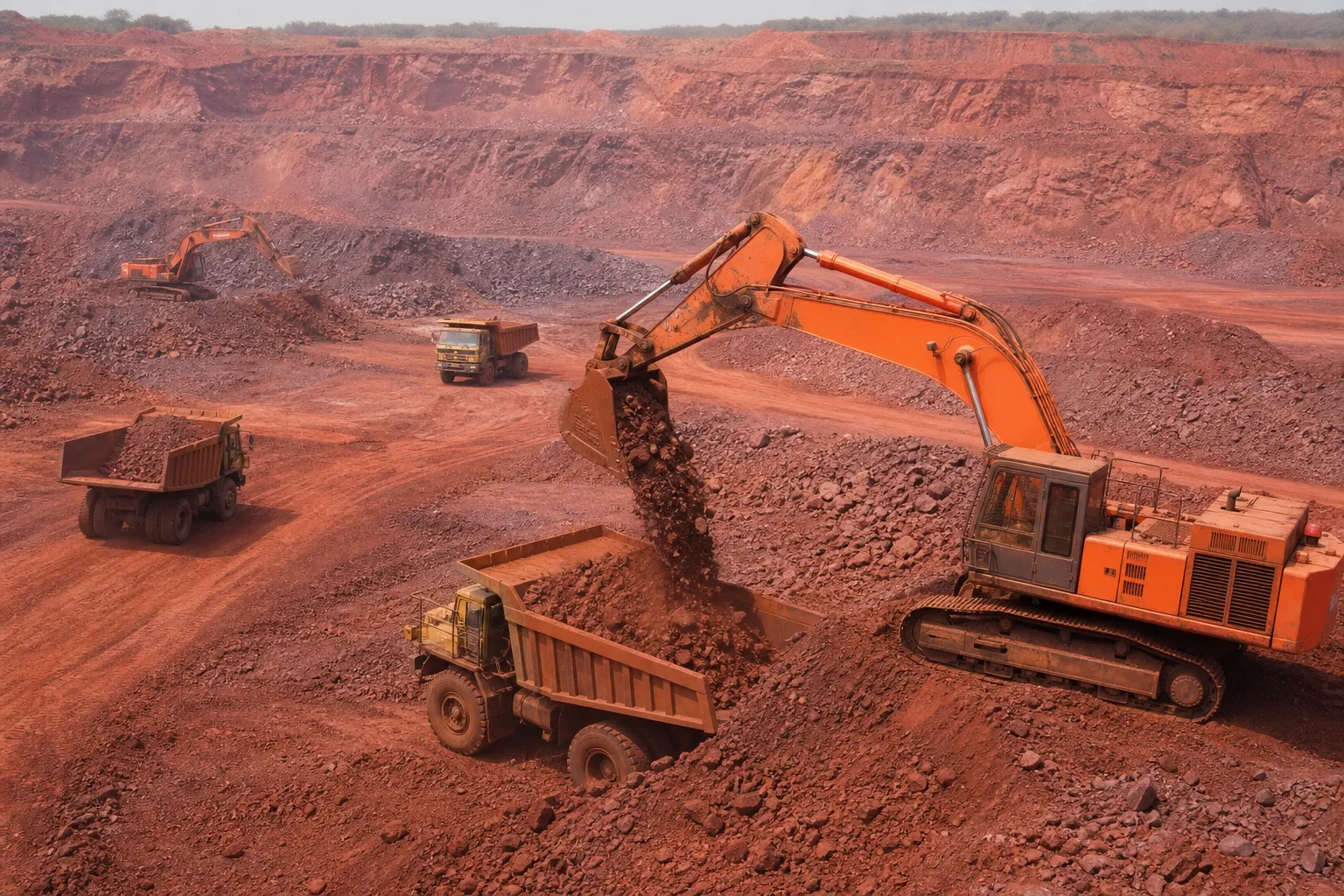 Indian open-pit mining with heavy equipment